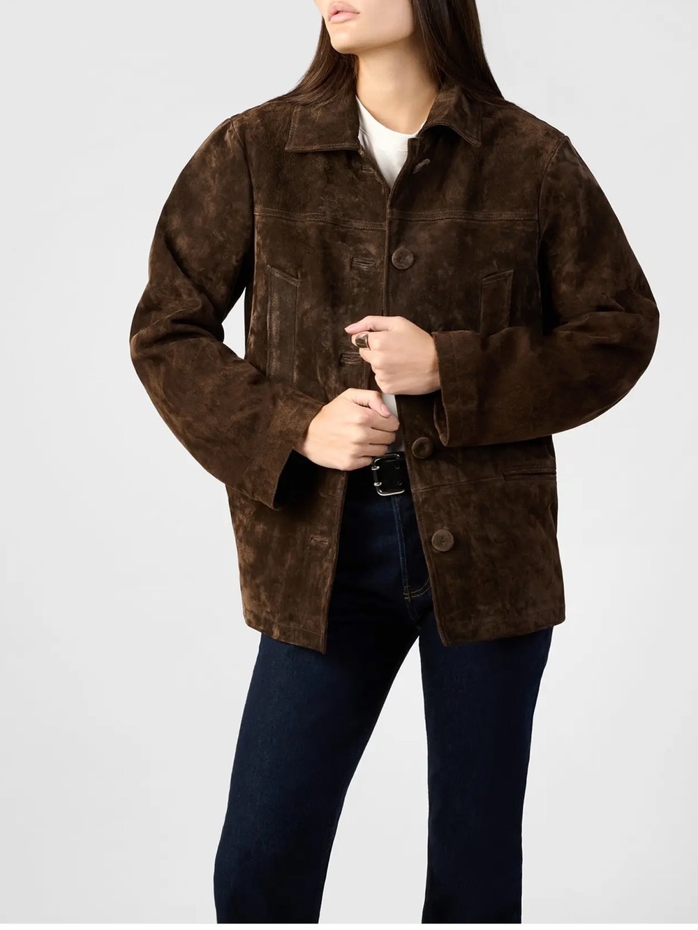 We Wore What Suze XS Premium Suede Button Front Jacket NWT - Picture 2 of 8